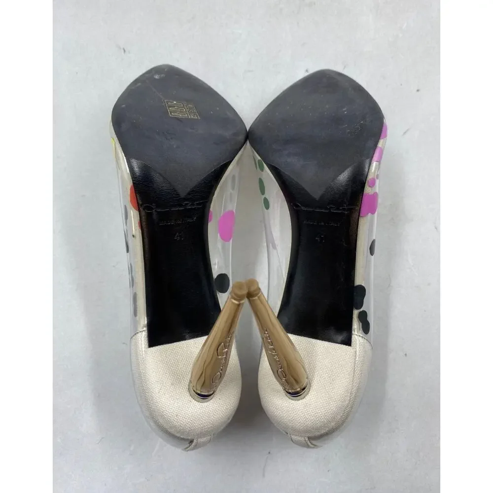 Oscar de la Renta LIMITED EDITION Paint Splatter PVC Mariacarla Pumps Sz. 41